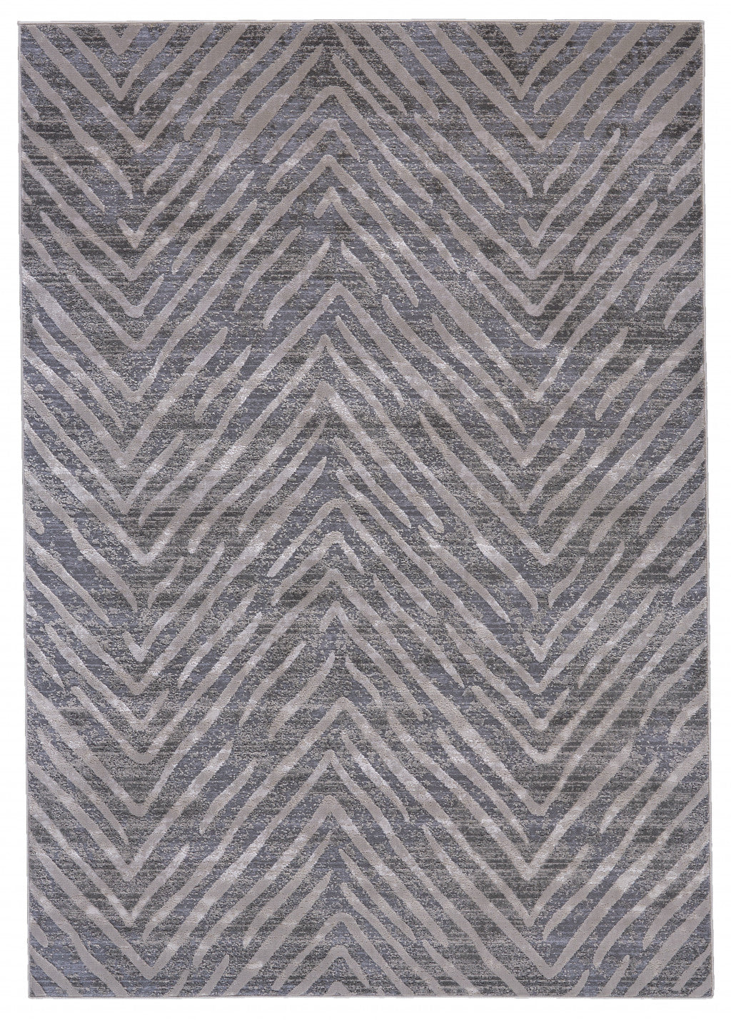 8' Gray and Silver Abstract Distressed Runner Rug