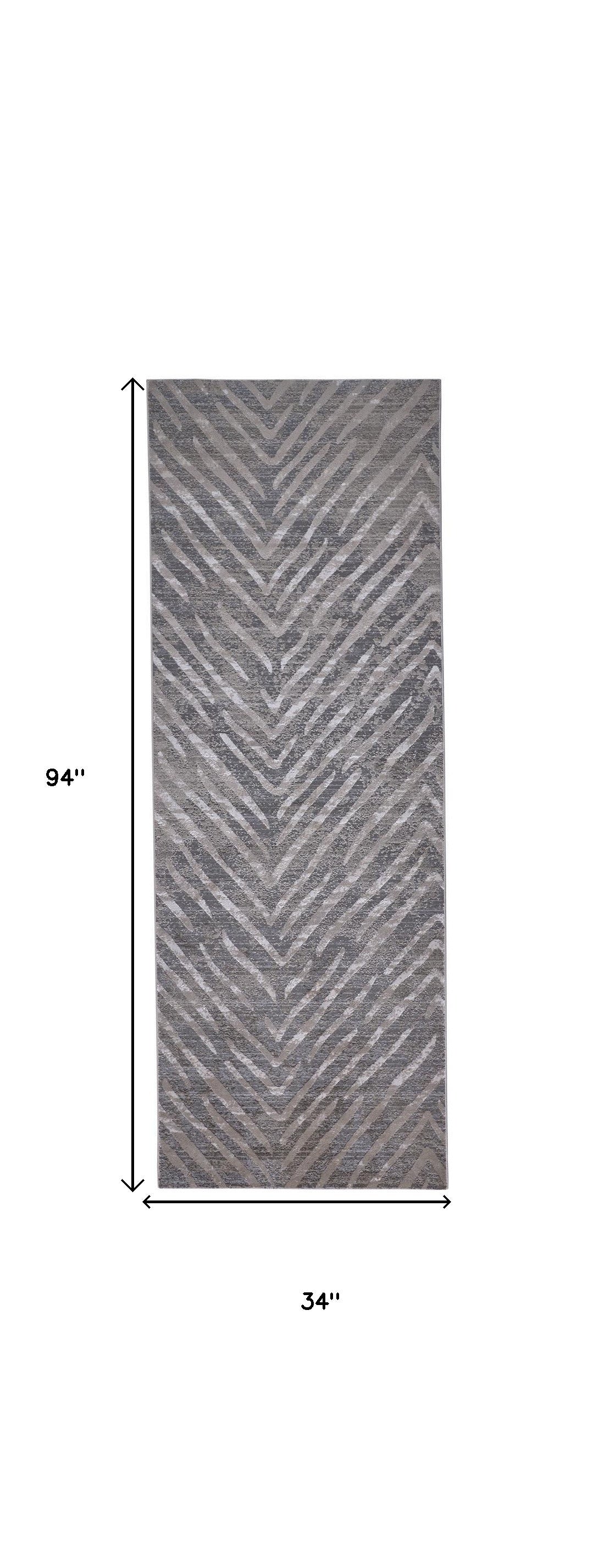 5' X 8' Gray Abstract Stain Resistant Area Rug