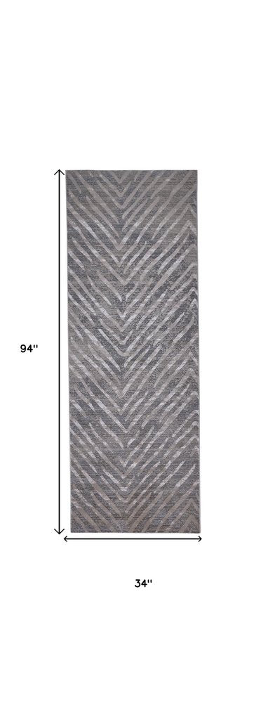 12' X 15' Gray And Silver Abstract Area Rug