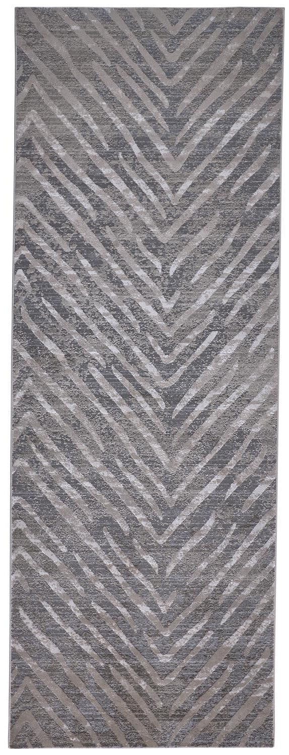 5' X 8' Gray Abstract Stain Resistant Area Rug