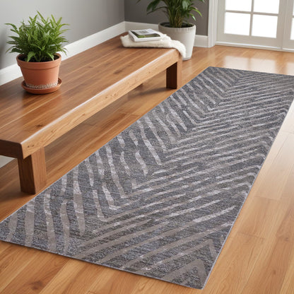 5' X 8' Gray Abstract Stain Resistant Area Rug