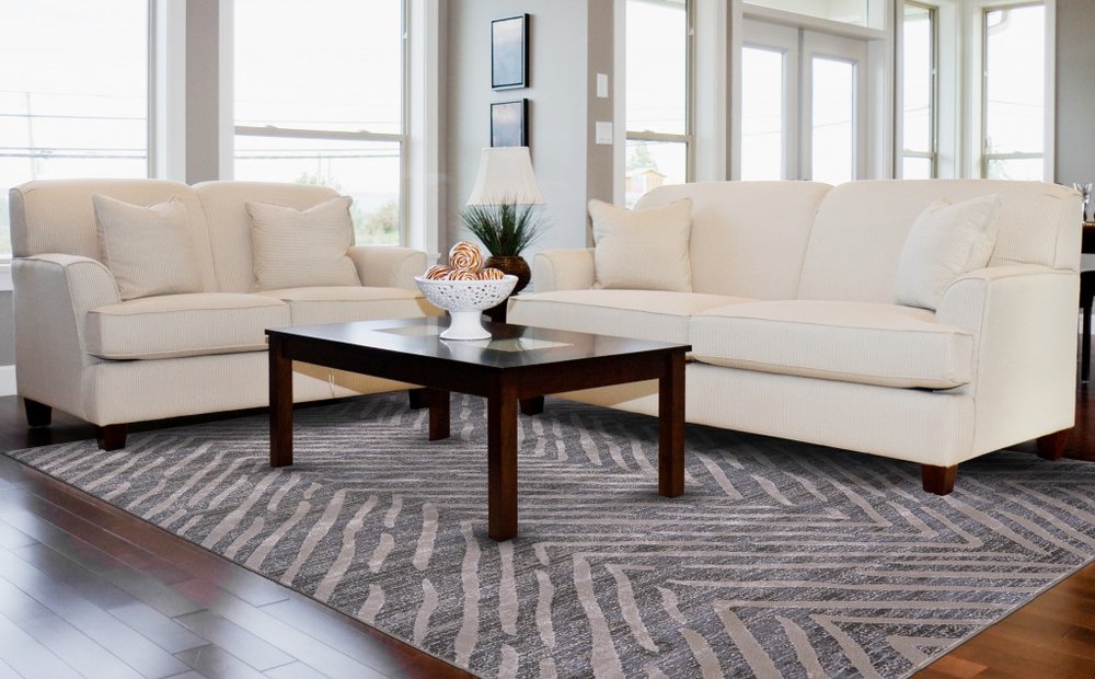 8' Gray and Silver Abstract Distressed Runner Rug