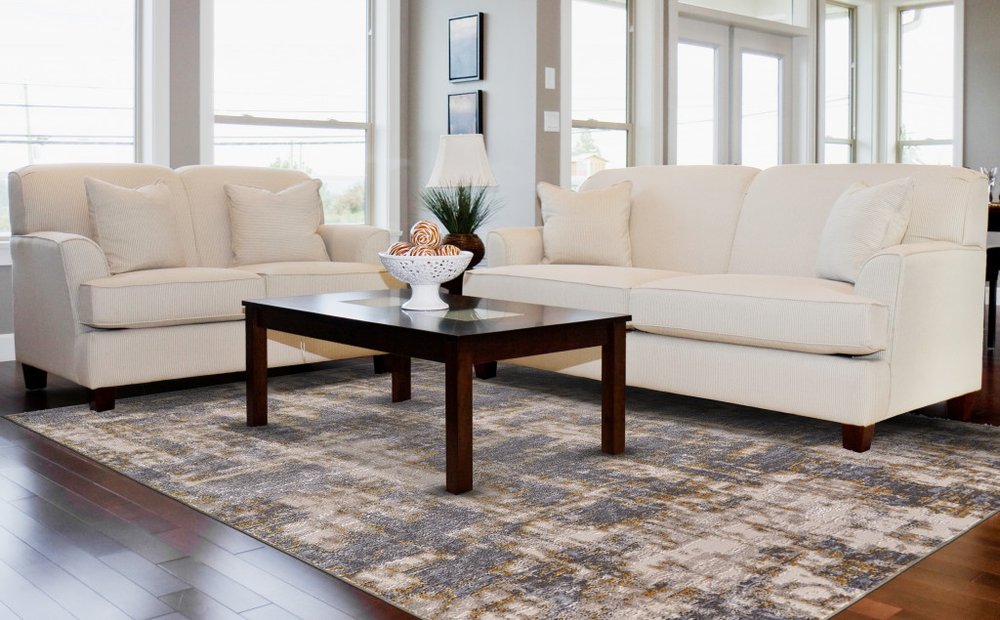 2' X 3' Gray And Gold Abstract Area Rug