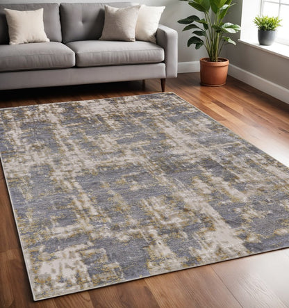 2' X 3' Gray And Gold Abstract Area Rug