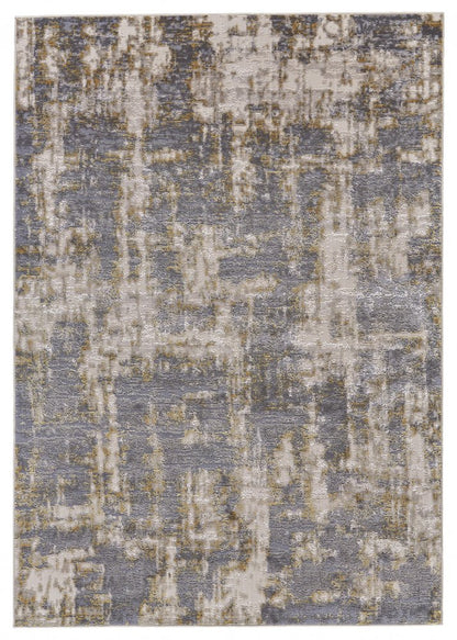 2' X 3' Gray And Gold Abstract Area Rug
