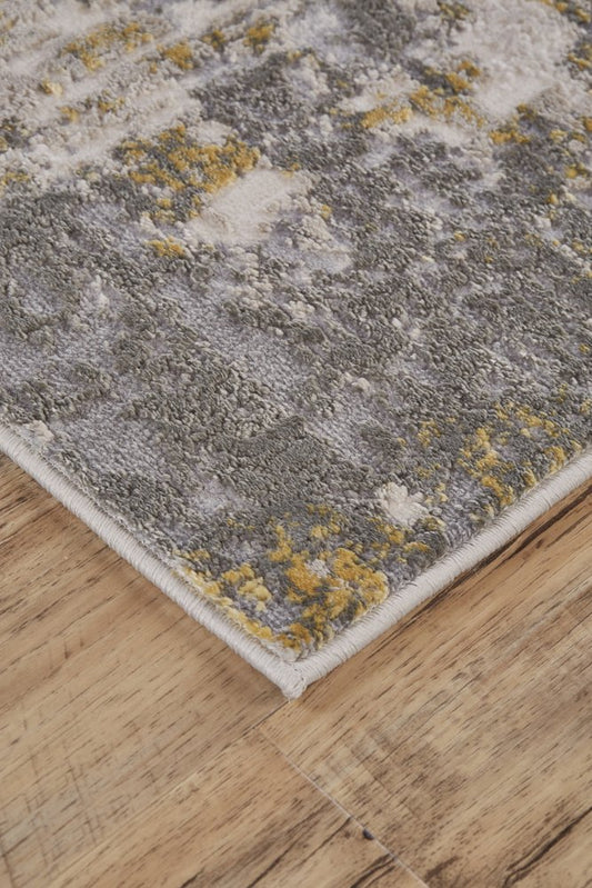 8' X 11' Gray And Gold Abstract Area Rug