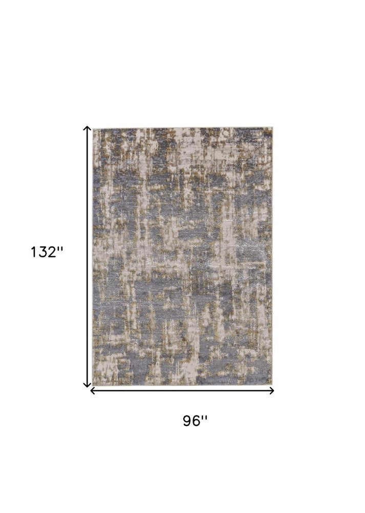 7' X 10' Gray And Gold Abstract Area Rug