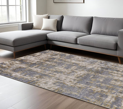 2' X 3' Gray And Gold Abstract Area Rug