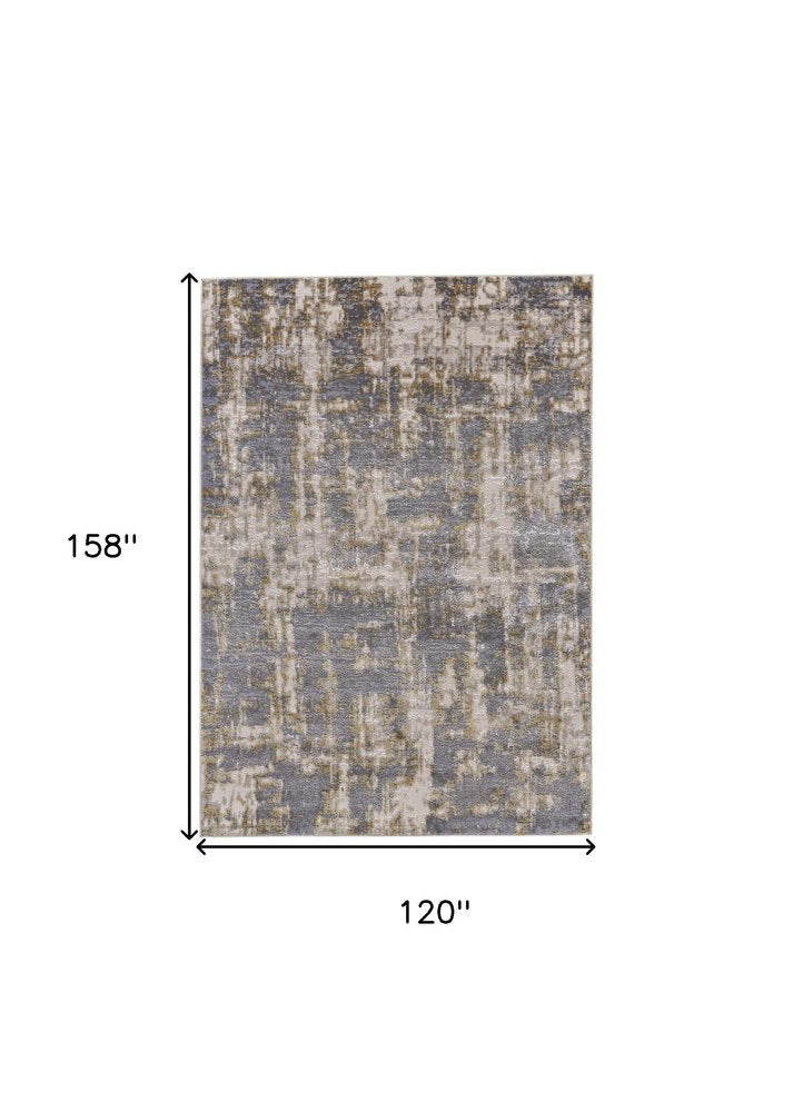 8' X 11' Gray And Gold Abstract Area Rug
