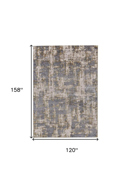 7' X 10' Gray And Gold Abstract Area Rug
