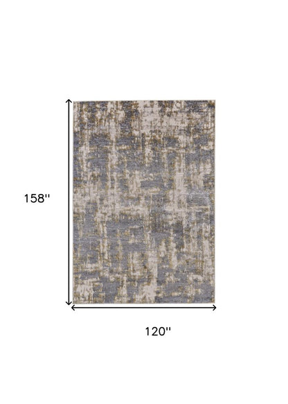 8' X 11' Gray And Gold Abstract Area Rug