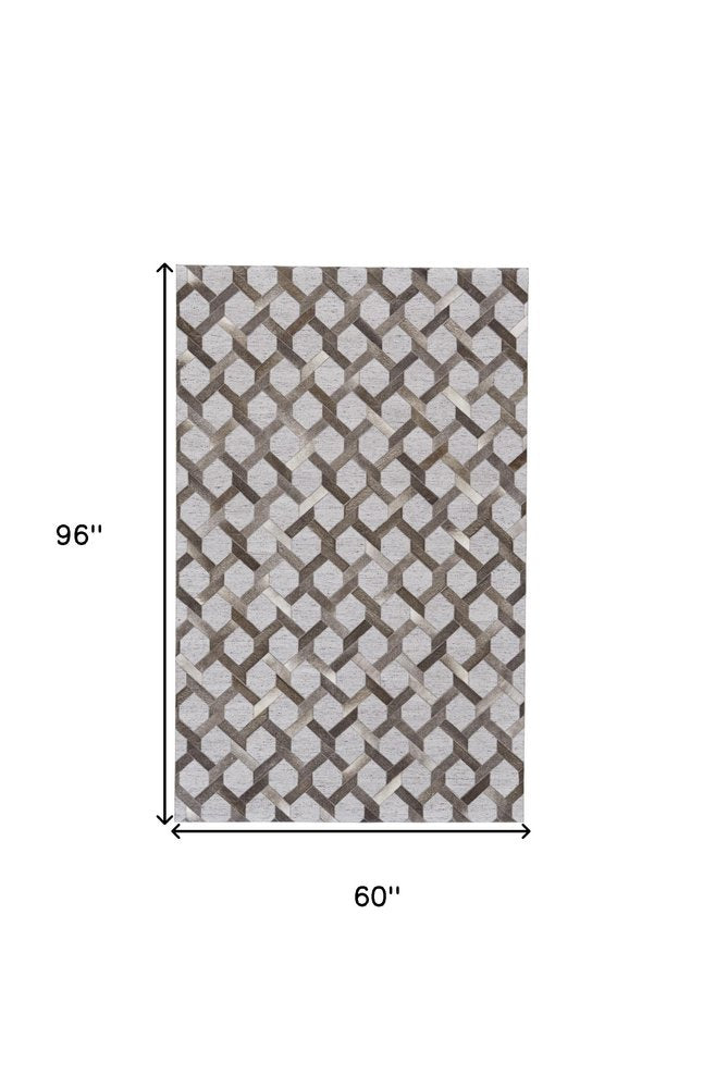 2' X 3' Gray Taupe And Silver Geometric Hand Woven Area Rug