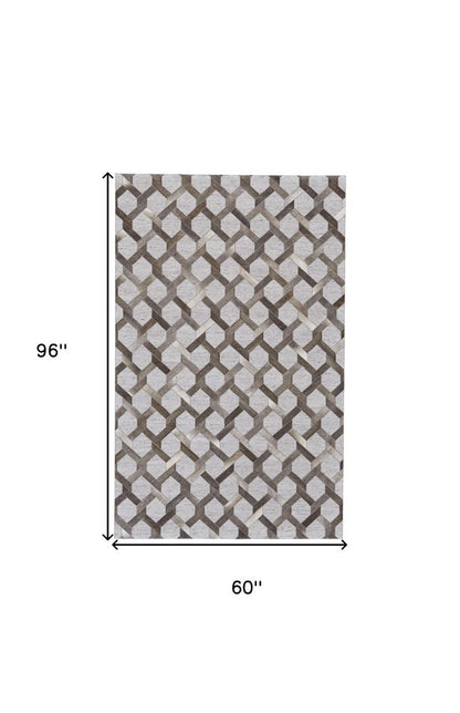 2' X 3' Gray Taupe And Silver Geometric Hand Woven Area Rug