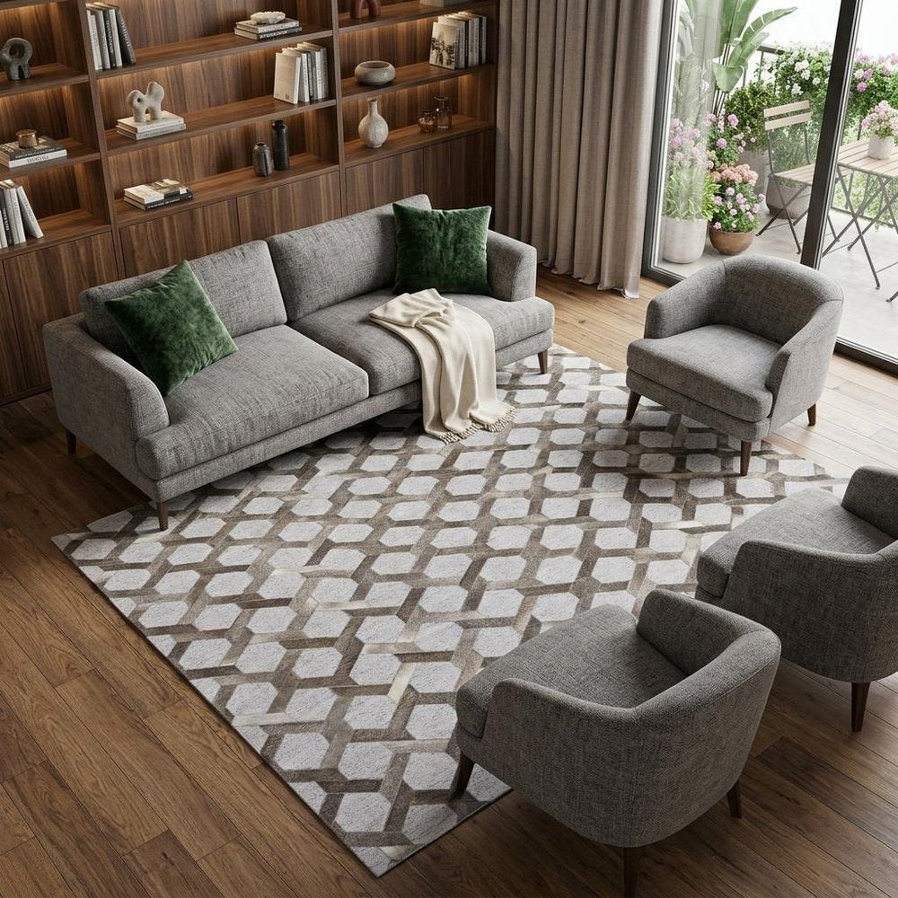 5' X 8' Gray Geometric Hand Woven Area Rug