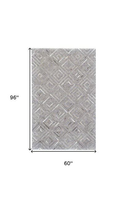 8' X 11' Gray Taupe And Ivory Geometric Hand Woven Area Rug