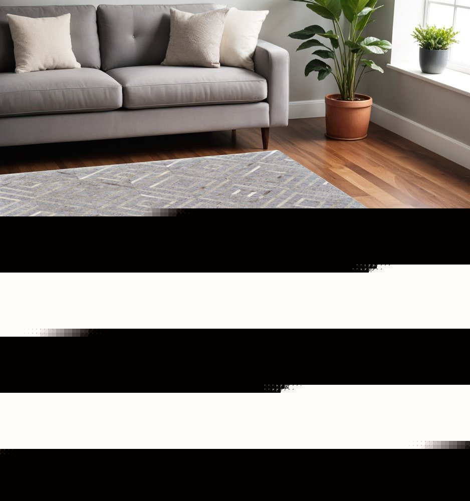 5' X 8' Gray and Ivory Geometric Hand Woven Area Rug