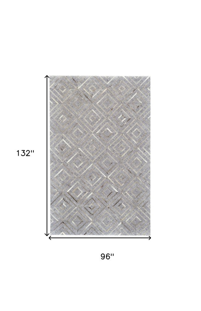 8' X 11' Gray Taupe And Ivory Geometric Hand Woven Area Rug