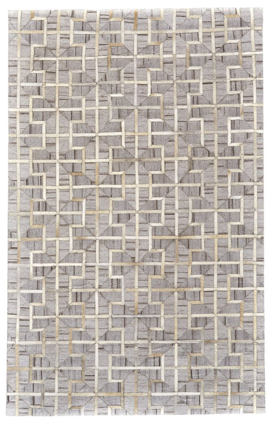 5' X 8' Tan and Brown Geometric Hand Woven Area Rug