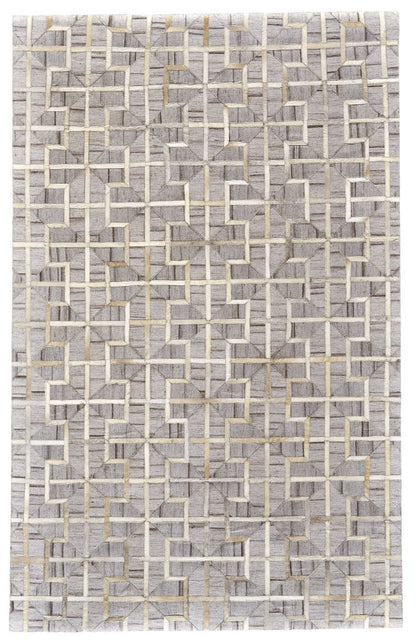 8' X 11' Gray Ivory And Brown Geometric Hand Woven Area Rug