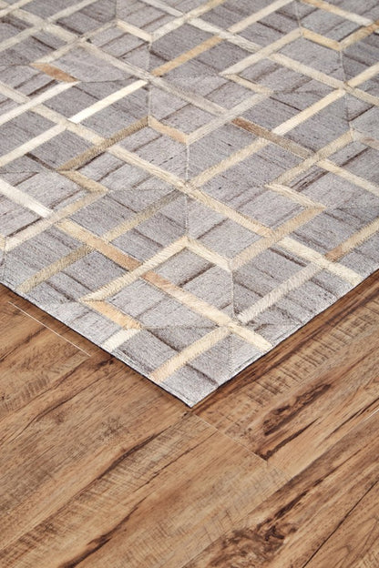5' X 8' Tan and Brown Geometric Hand Woven Area Rug