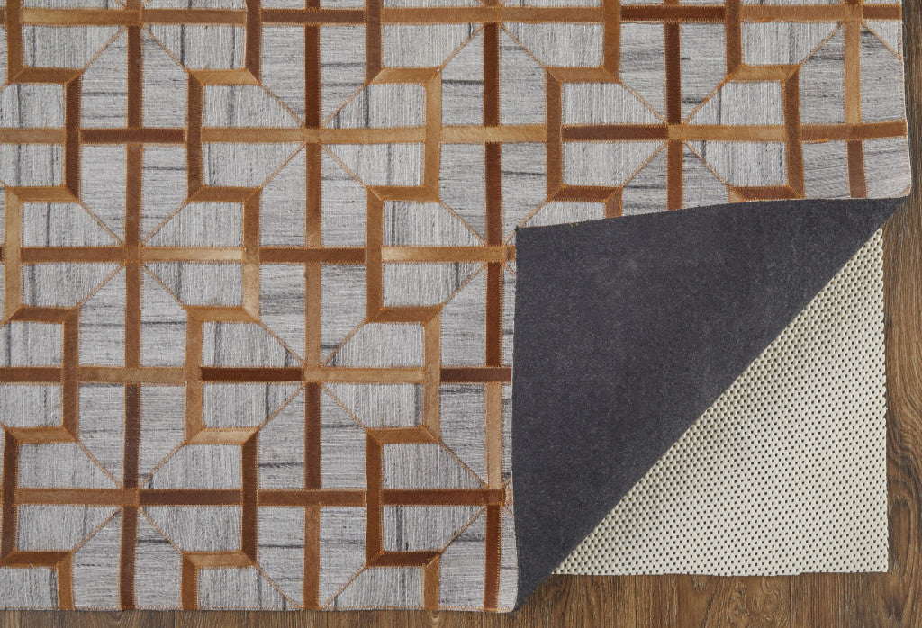 8' X 11' Gray Ivory And Brown Geometric Hand Woven Area Rug