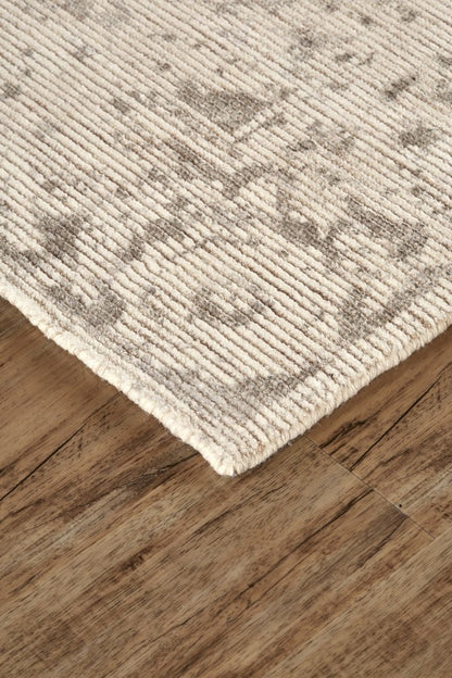 10' X 13' Ivory Blue And Tan Abstract Hand Woven Area Rug