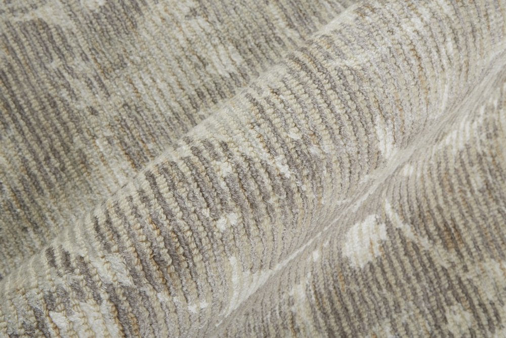 10' X 13' Ivory Blue And Tan Abstract Hand Woven Area Rug