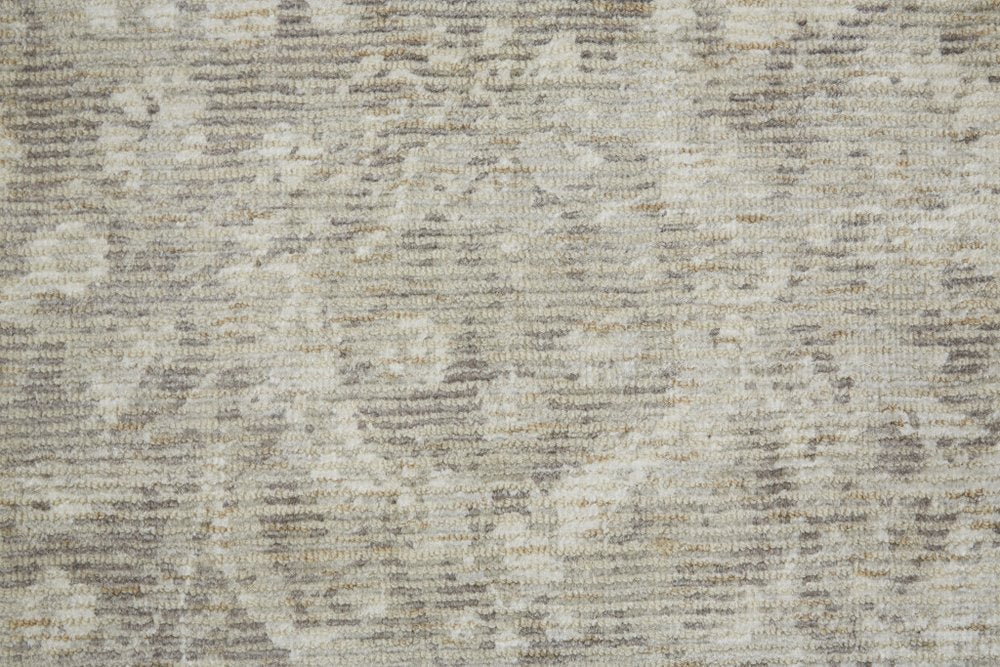 10' X 13' Ivory Blue And Tan Abstract Hand Woven Area Rug