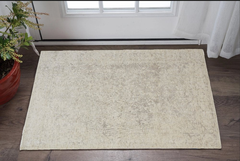 10' X 13' Ivory Blue And Tan Abstract Hand Woven Area Rug