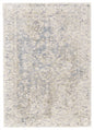 5' X 8' Ivory Blue And Tan Abstract Hand Woven Area Rug