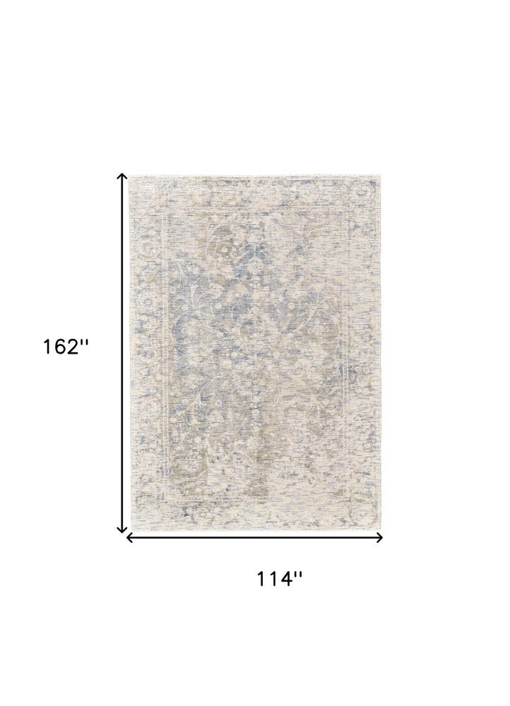 2' X 3' Ivory Blue And Tan Abstract Hand Woven Area Rug