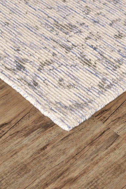 10' X 13' Ivory Blue And Tan Abstract Hand Woven Area Rug