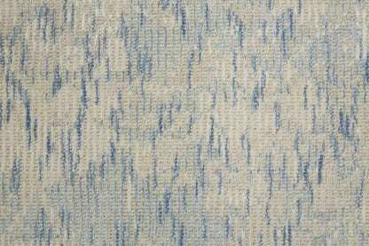 10' X 13' Ivory Blue And Tan Abstract Hand Woven Area Rug