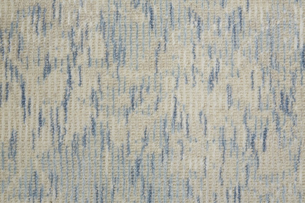 10' X 13' Ivory Blue And Tan Abstract Hand Woven Area Rug