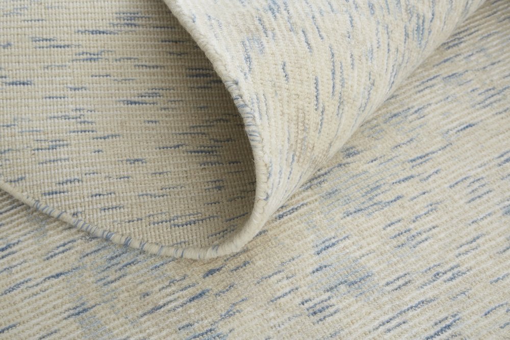 10' X 13' Ivory Blue And Tan Abstract Hand Woven Area Rug