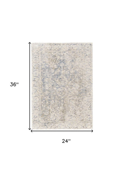 2' X 3' Ivory And Tan Abstract Hand Woven Area Rug