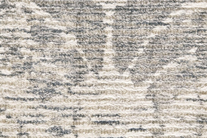 10' X 13' Ivory Blue And Tan Abstract Hand Woven Area Rug