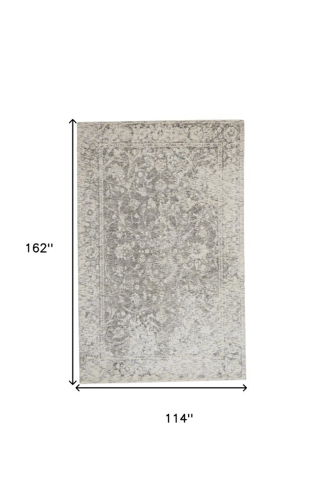 10' X 13' Ivory Blue And Tan Abstract Hand Woven Area Rug