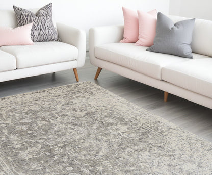 10' X 13' Ivory And Gray Abstract Hand Woven Area Rug