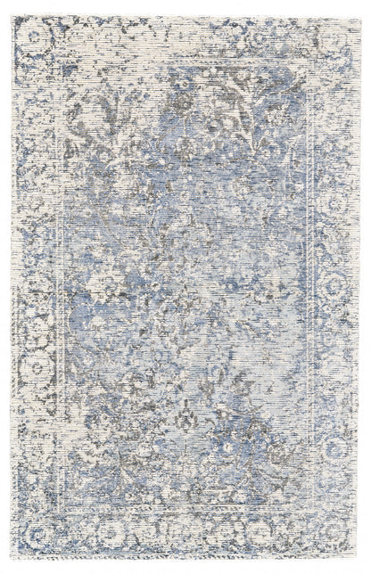 10' X 13' Blue Ivory And Gray Abstract Hand Woven Area Rug