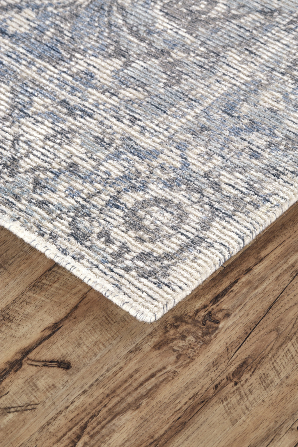 10' X 13' Blue Ivory And Gray Abstract Hand Woven Area Rug