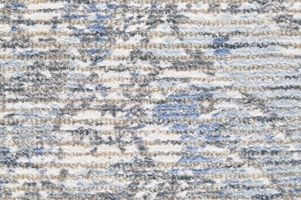 10' X 13' Blue Ivory And Gray Abstract Hand Woven Area Rug