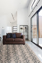 8' Black and Taupe Geometric Hand Tufted Runner Rug