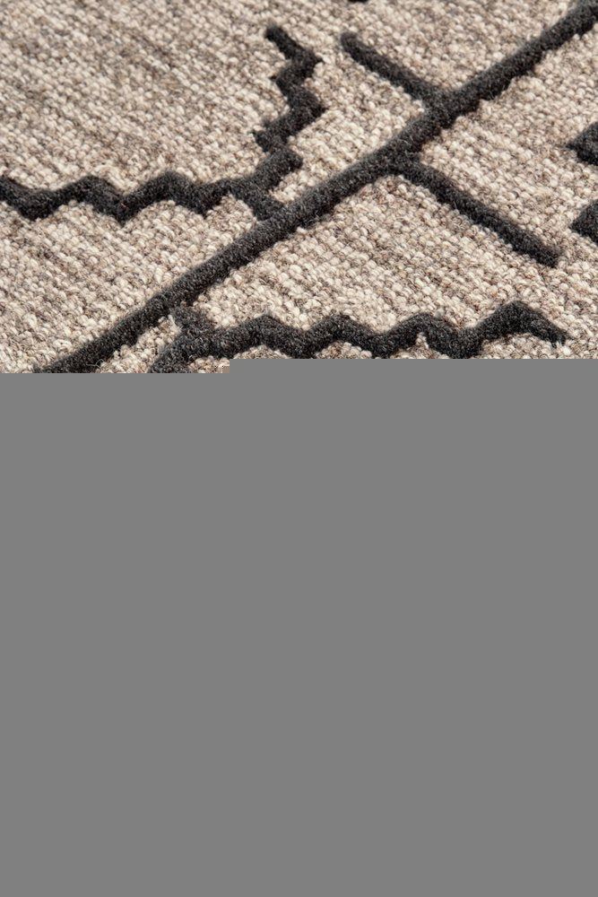4' X 6' Black And Taupe Wool Geometric Hand Tufted Area Rug
