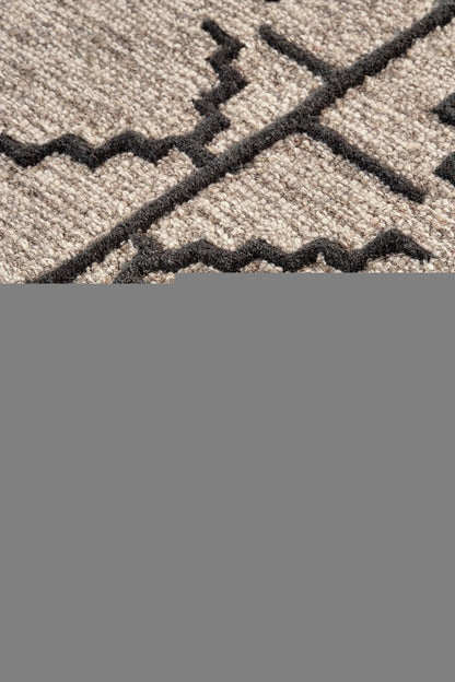 4' X 6' Black And Taupe Wool Geometric Hand Tufted Area Rug
