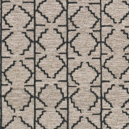 8' X 11' Black And Taupe Wool Geometric Hand Tufted Area Rug
