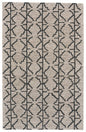 8' Black and Taupe Geometric Hand Tufted Runner Rug