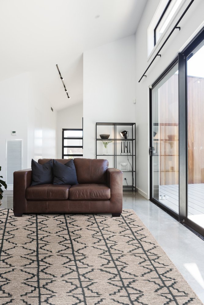 8' Black and Taupe Geometric Hand Tufted Runner Rug