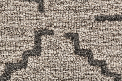 8' X 11' Black And Taupe Wool Geometric Hand Tufted Area Rug