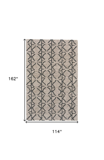 8' X 11' Black Taupe And Gray Wool Geometric Tufted Handmade Stain Resistant Area Rug